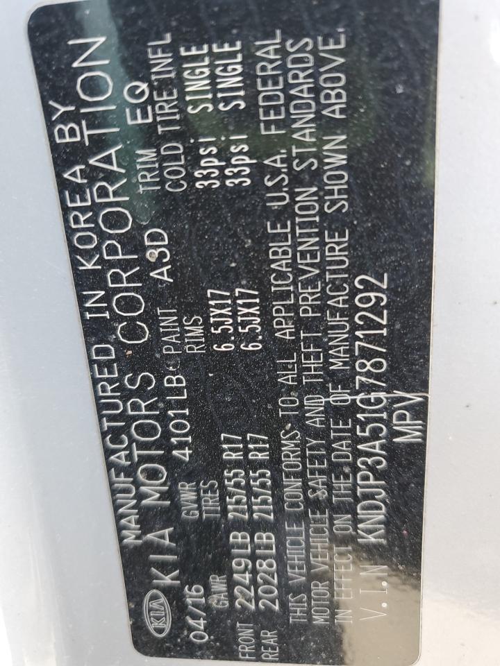 2016 Kia Soul + VIN: KNDJP3A51G7871292 Lot: 90676755