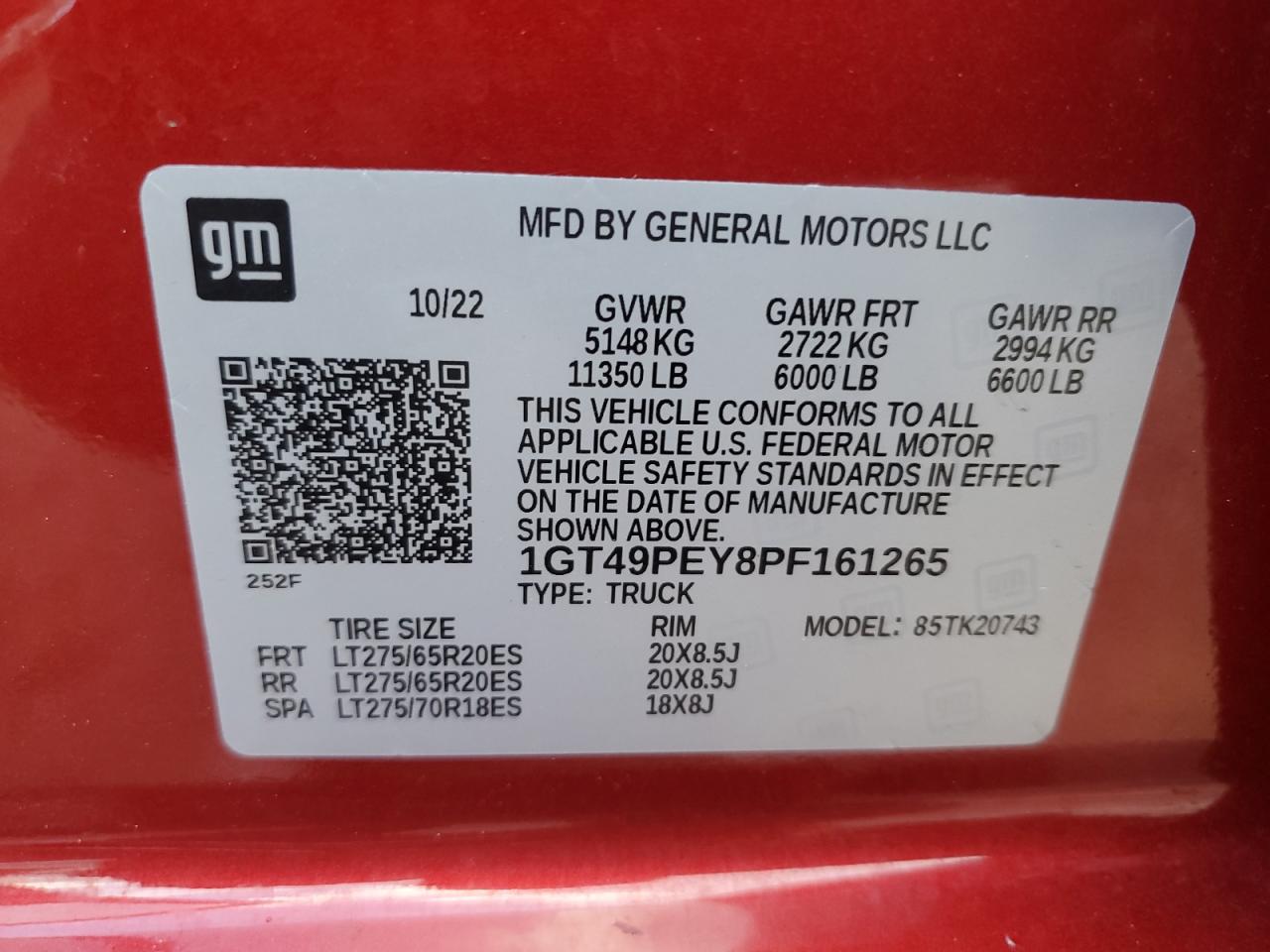 2023 GMC Sierra K2500 At4 VIN: 1GT49PEY8PF161265 Lot: 84179145