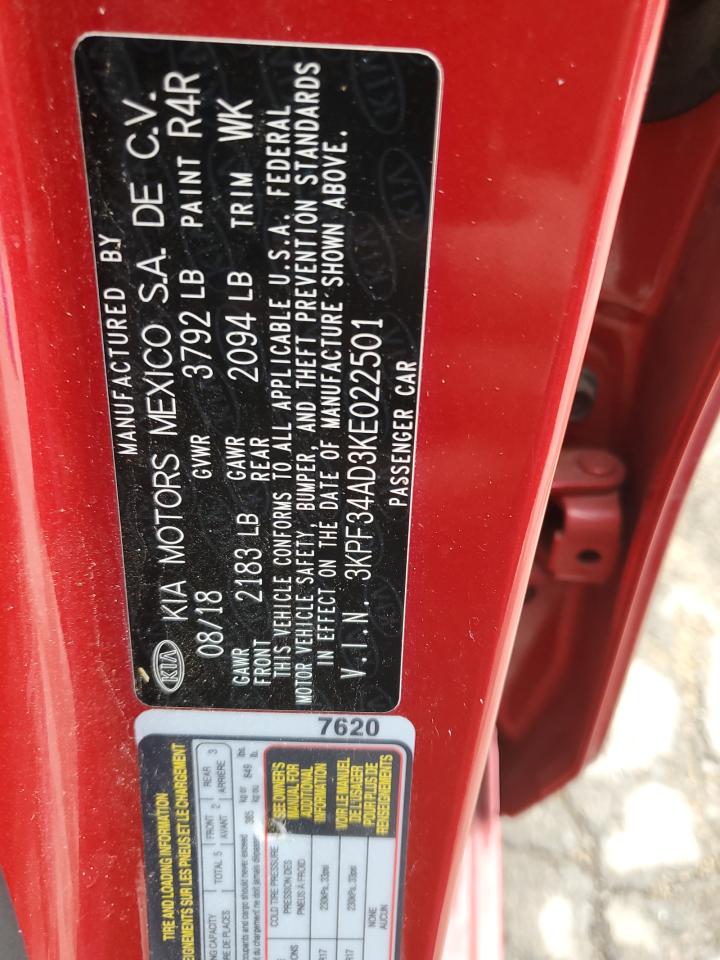 2019 Kia Forte Gt Line VIN: 3KPF34AD3KE022501 Lot: 90365905