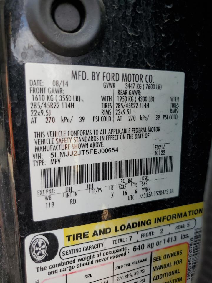 2015 Lincoln Navigator VIN: 5LMJJ2JT5FEJ00654 Lot: 86884635