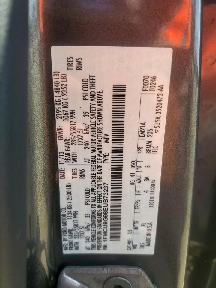 2014 Ford Escape Se VIN: 1FMCU9G98EUB73237 Lot: 82275565