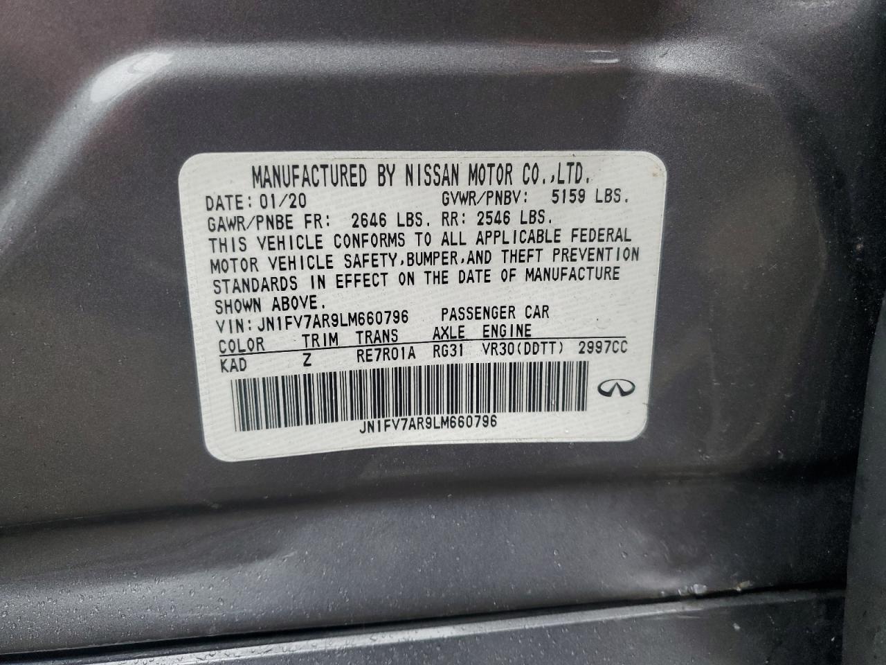 2020 Infiniti Q50 Red Sport 400 VIN: JN1FV7AR9LM660796 Lot: 89811625