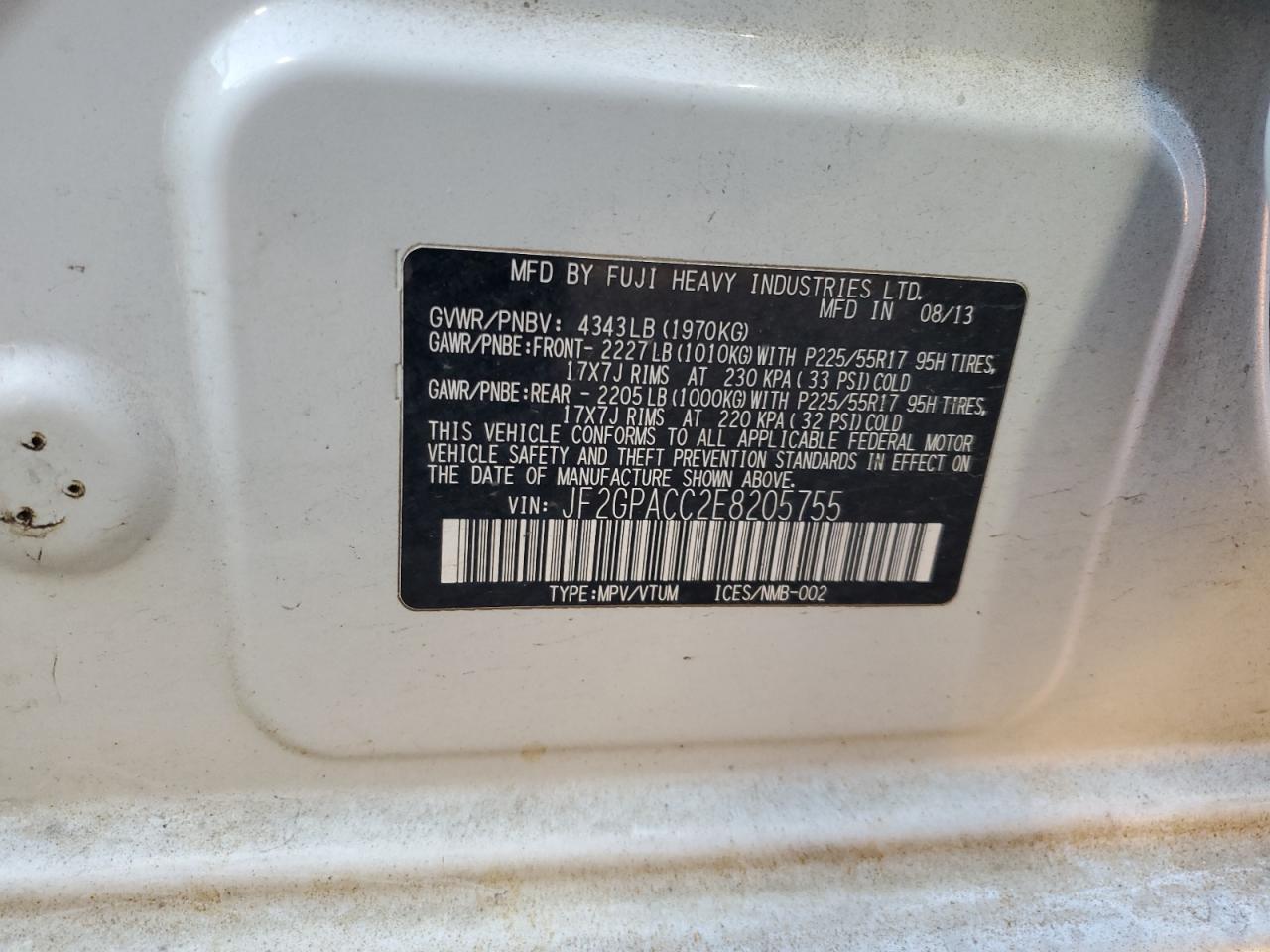 2014 Subaru Xv Crosstrek 2.0 Premium VIN: JF2GPACC2E8205755 Lot: 84066475