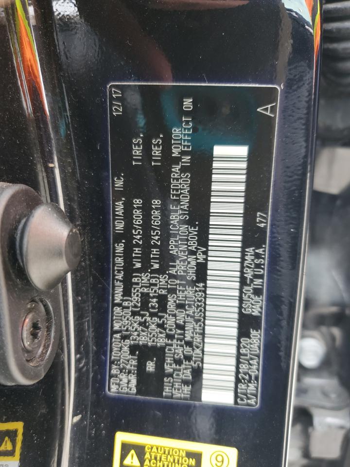 2018 Toyota Highlander Se VIN: 5TDKZRFH5JS533914 Lot: 85173335