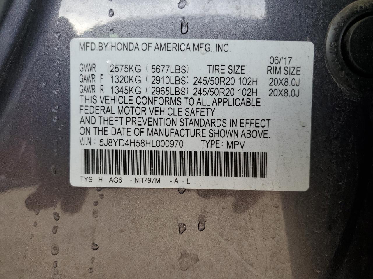 2017 Acura Mdx Technology VIN: 5J8YD4H58HL000970 Lot: 91072935