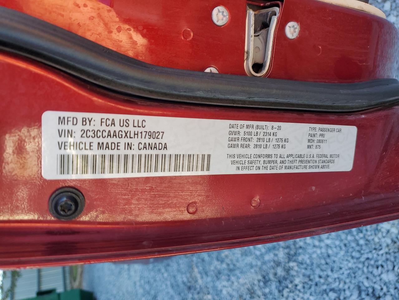 2020 Chrysler 300 Touring VIN: 2C3CCAAGXLH179027 Lot: 86766075