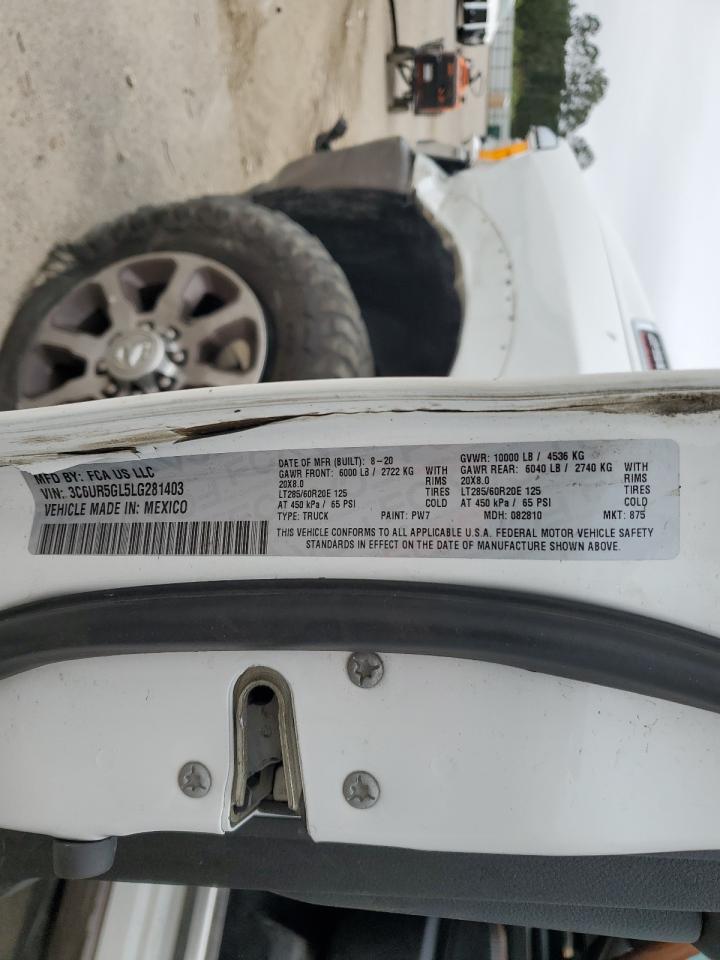 2020 Ram 2500 Longhorn VIN: 3C6UR5GL5LG281403 Lot: 82289795