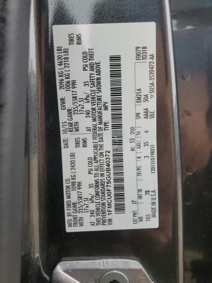 2016 Ford Escape S VIN: 1FMCU0F75GUB40372 Lot: 86453555