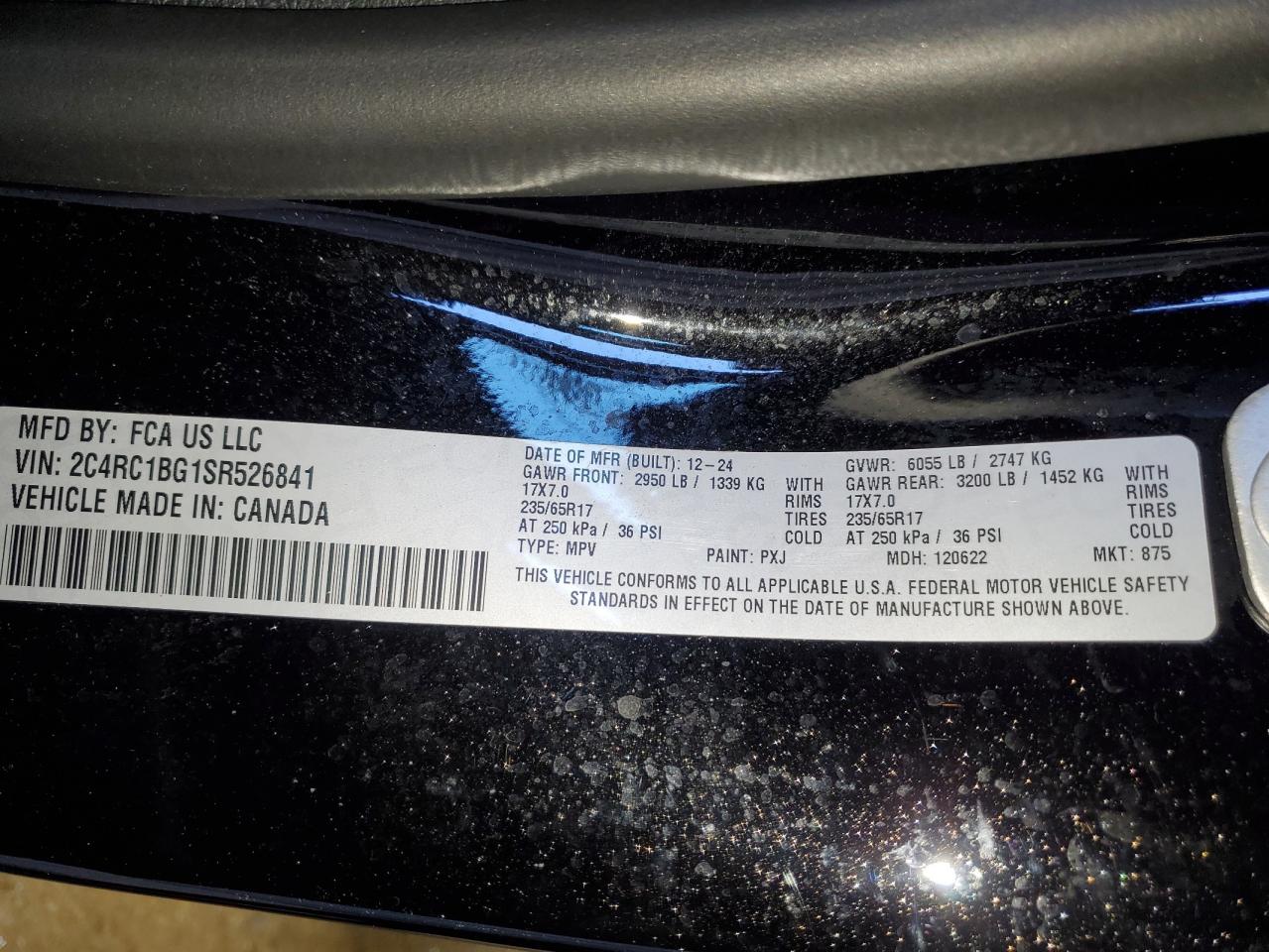2025 Chrysler Pacifica Select VIN: 2C4RC1BG1SR526841 Lot: 89540995