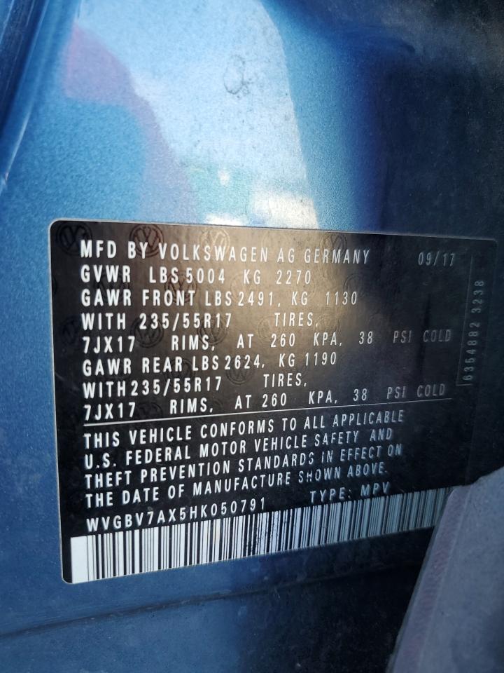 2017 Volkswagen Tiguan S VIN: WVGBV7AX5HK050791 Lot: 84587405