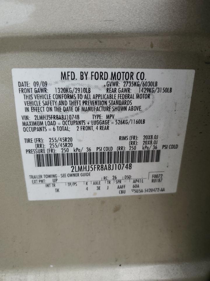 2010 Lincoln Mkt VIN: 2LMHJ5FR8ABJ10748 Lot: 90253625