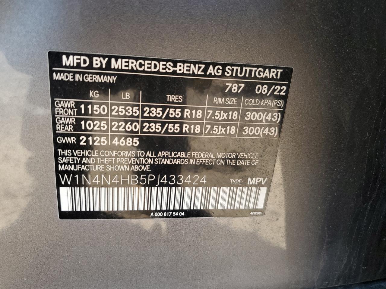 2023 Mercedes-Benz Gla 250 4Matic VIN: W1N4N4HB5PJ433424 Lot: 85185155