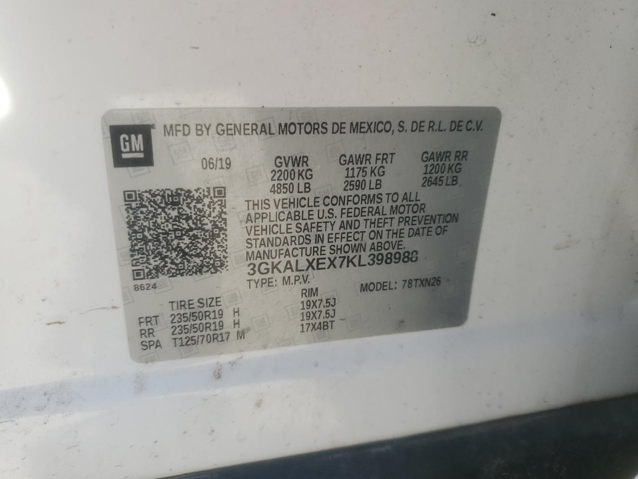 2019 GMC Terrain Denali VIN: 3GKALXEX7KL398988 Lot: 82481055