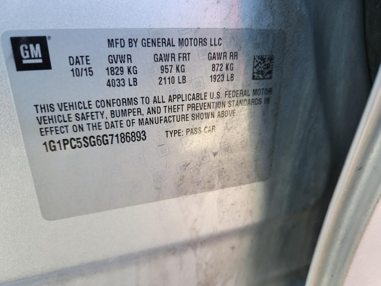 2016 Chevrolet Cruze Limited Ls VIN: 1G1PC5SG6G7186893 Lot: 81879375