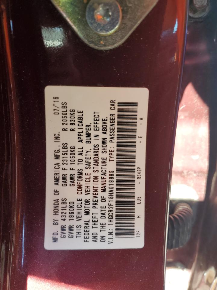 2017 Honda Accord Sport Special Edition VIN: 1HGCR2F18HA019885 Lot: 84621135