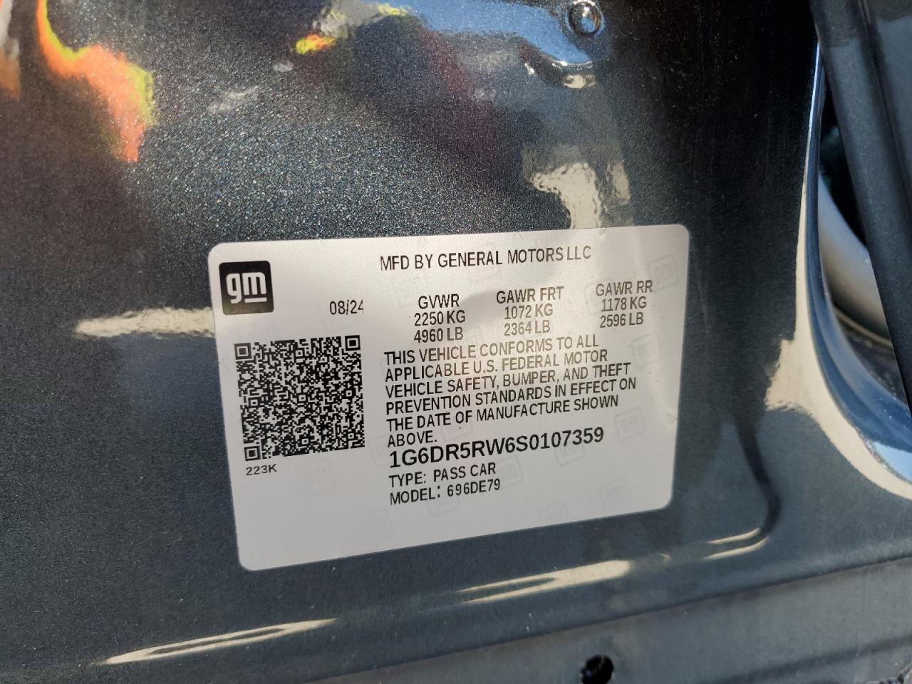 2025 Cadillac Ct5-V VIN: 1G6DR5RW6S0107359 Lot: 86187465