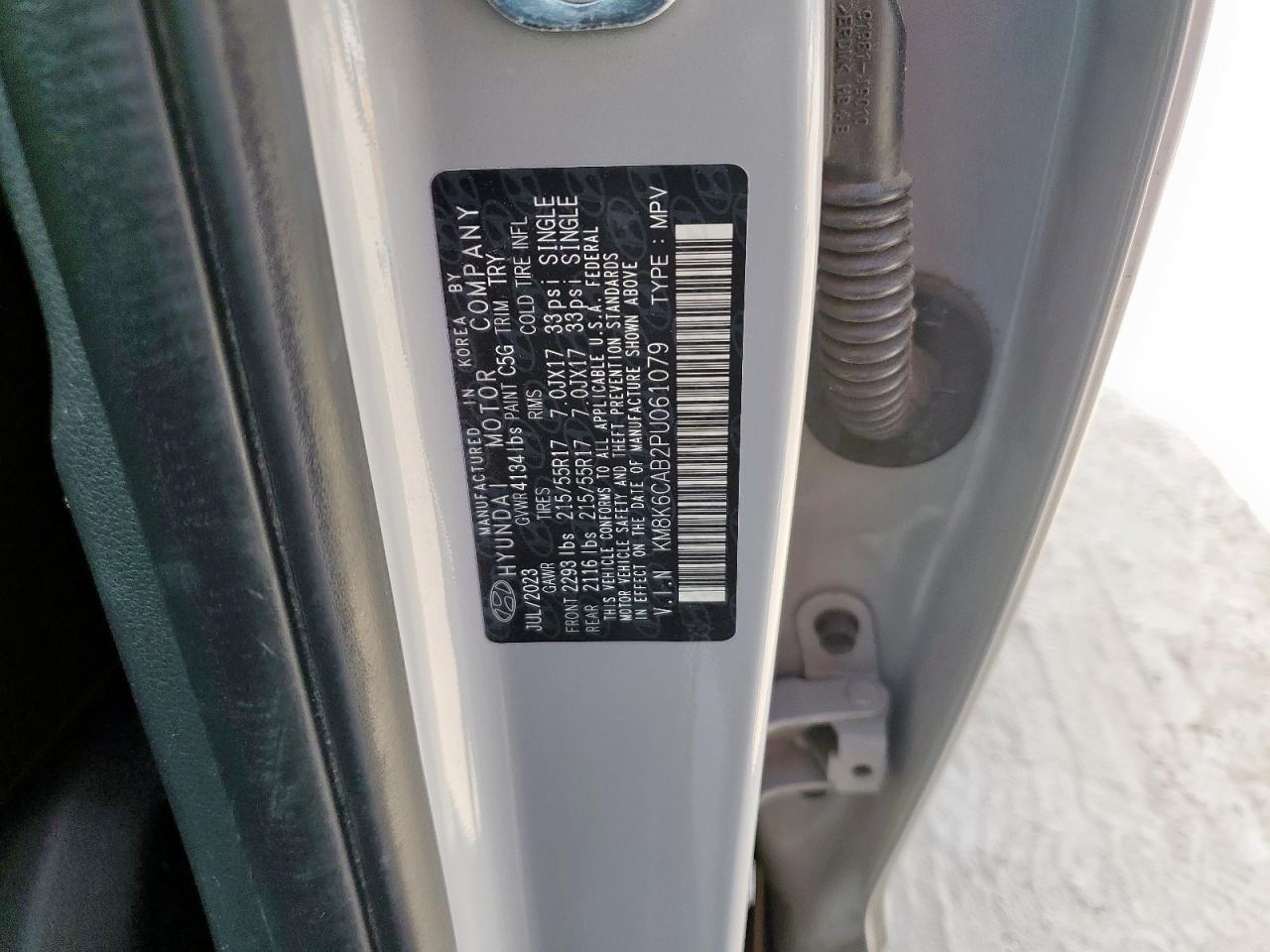 2023 Hyundai Kona Sel VIN: KM8K6CAB2PU061079 Lot: 84817295