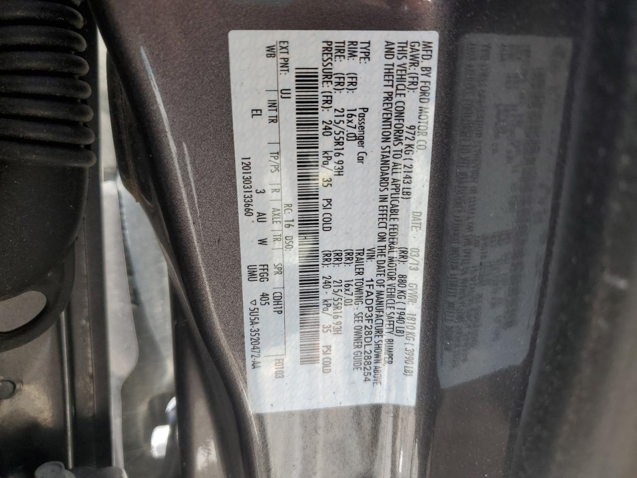 2013 Ford Focus Se VIN: 1FADP3F28DL288254 Lot: 86453075