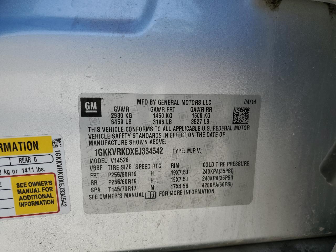 2014 GMC Acadia Slt-1 VIN: 1GKKVRKDXEJ334542 Lot: 87452155