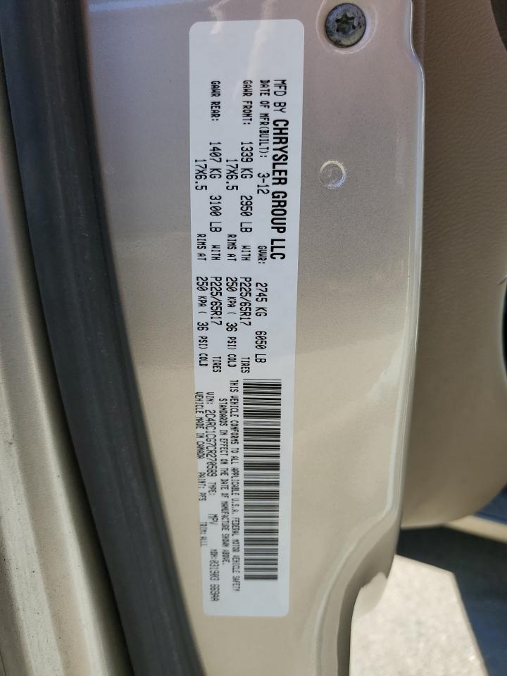 2012 Chrysler Town & Country Touring L VIN: 2C4RC1CG7CR270589 Lot: 91705655