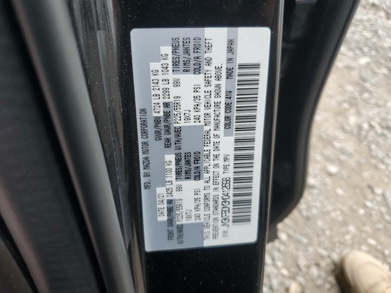 2021 Mazda Cx-5 Grand Touring VIN: JM3KFBDM3M0412698 Lot: 89617285