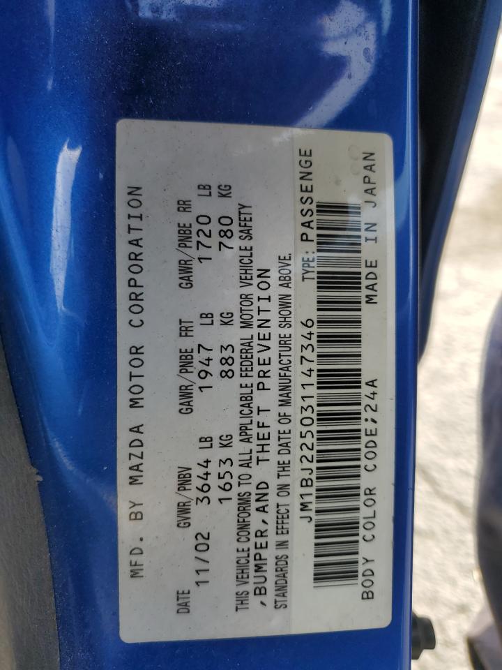 2003 Mazda Protege Dx VIN: JM1BJ225031147346 Lot: 84999855