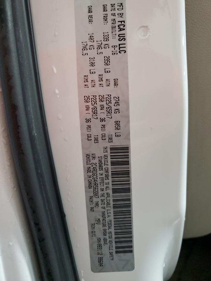 2017 Dodge Grand Caravan Sxt VIN: 2C4RDGCG4HR562207 Lot: 89918265