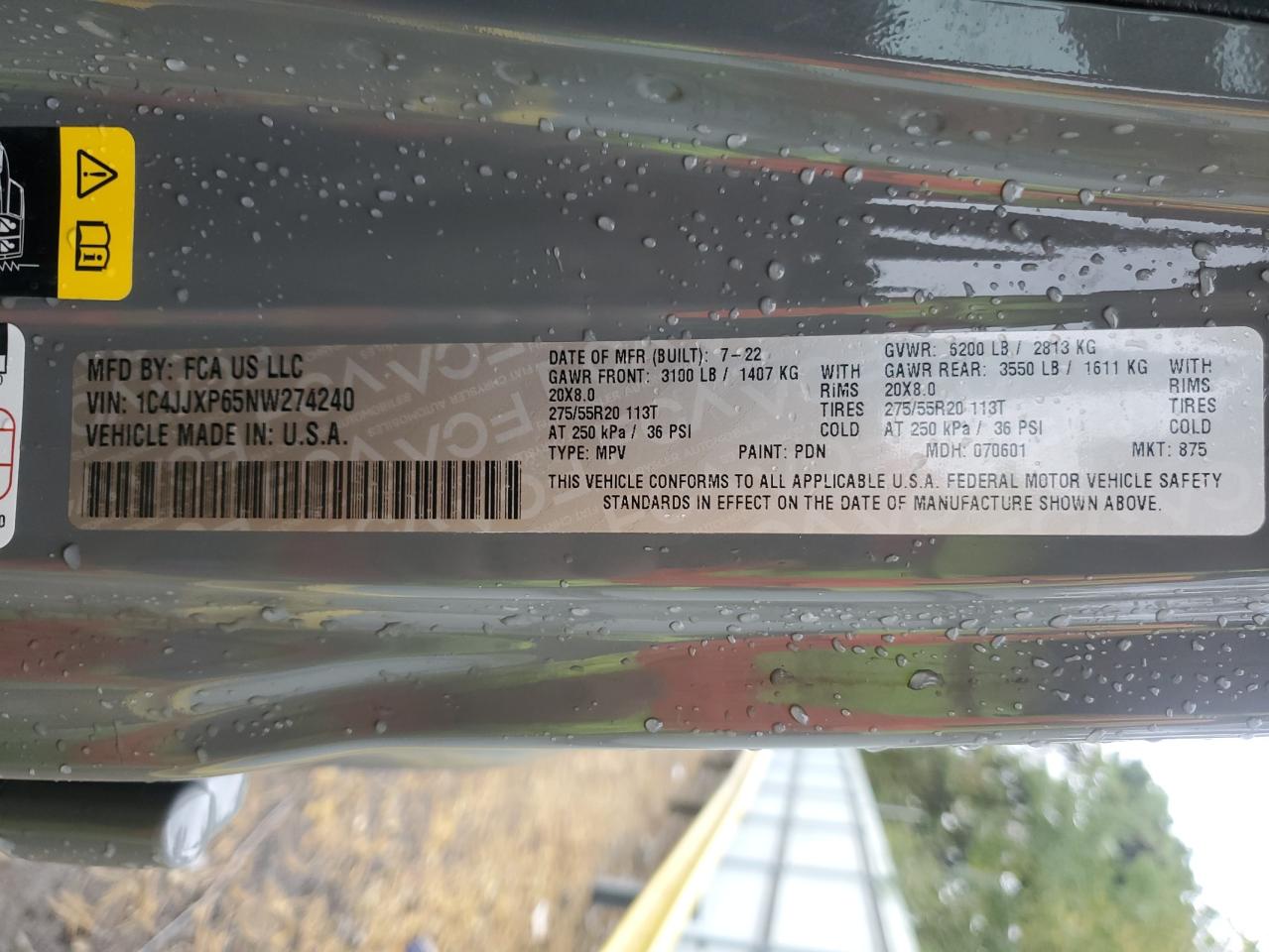 2022 Jeep Wrangler Unlimited Sahara 4Xe VIN: 1C4JJXP65NW274240 Lot: 85317295