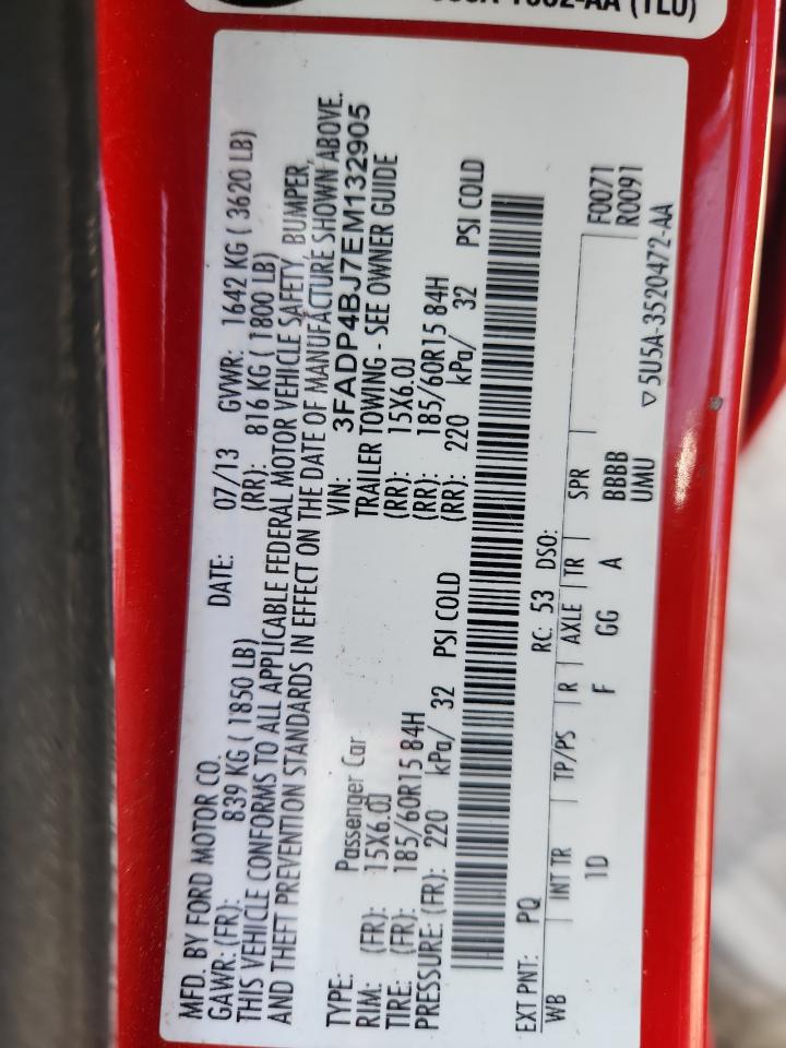 2014 Ford Fiesta Se VIN: 3FADP4BJ7EM132905 Lot: 84711785