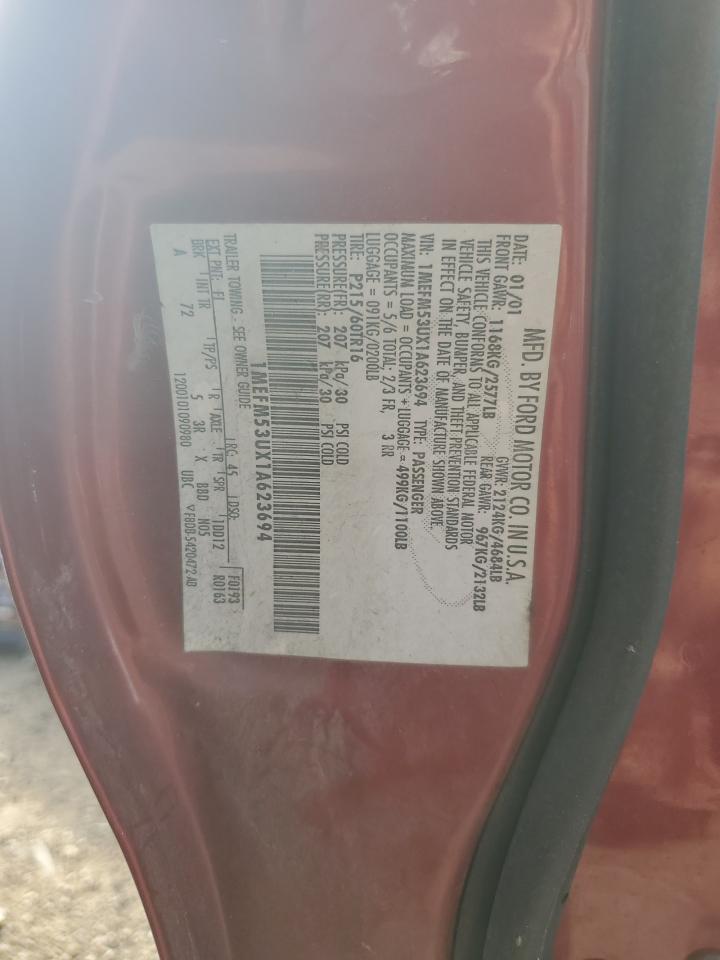 2001 Mercury Sable Ls VIN: 1MEFM53UX1A623694 Lot: 81025485