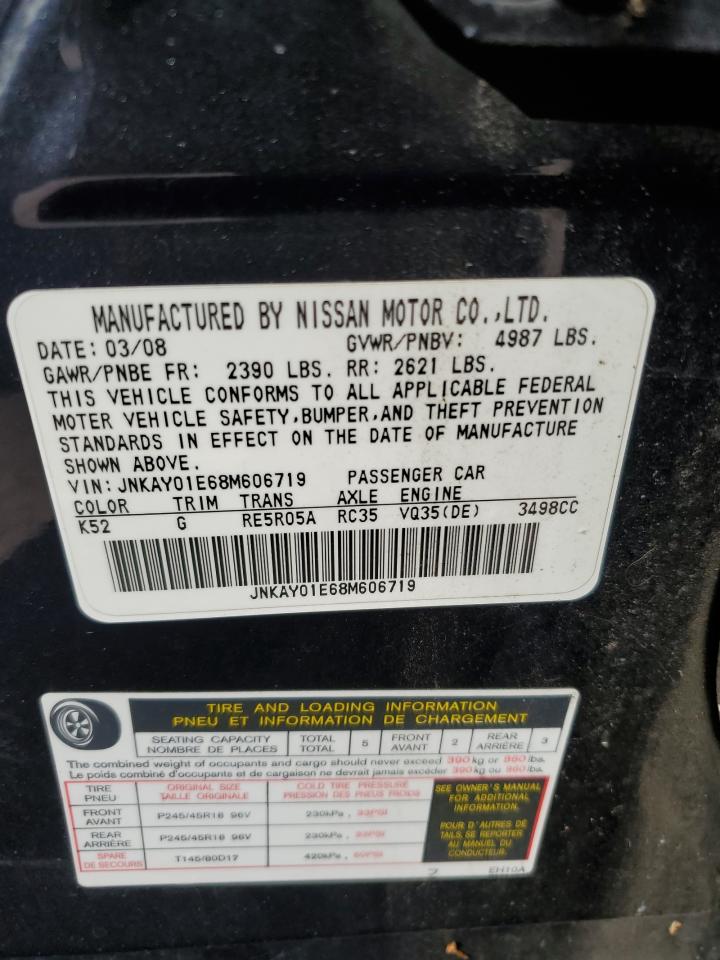 2008 Infiniti M35 Base VIN: JNKAY01E68M606719 Lot: 85271285