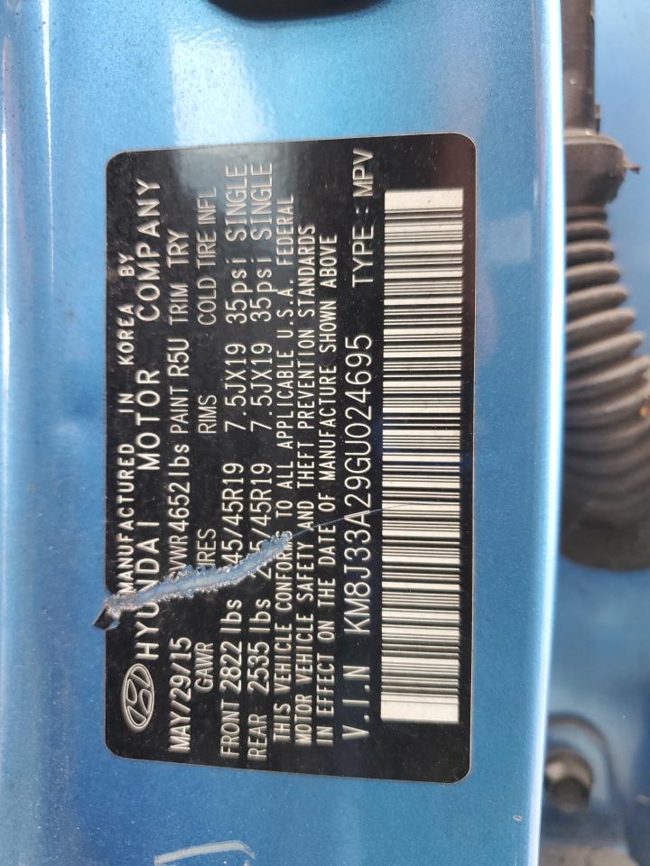 2016 Hyundai Tucson Limited VIN: KM8J33A29GU024695 Lot: 85643405