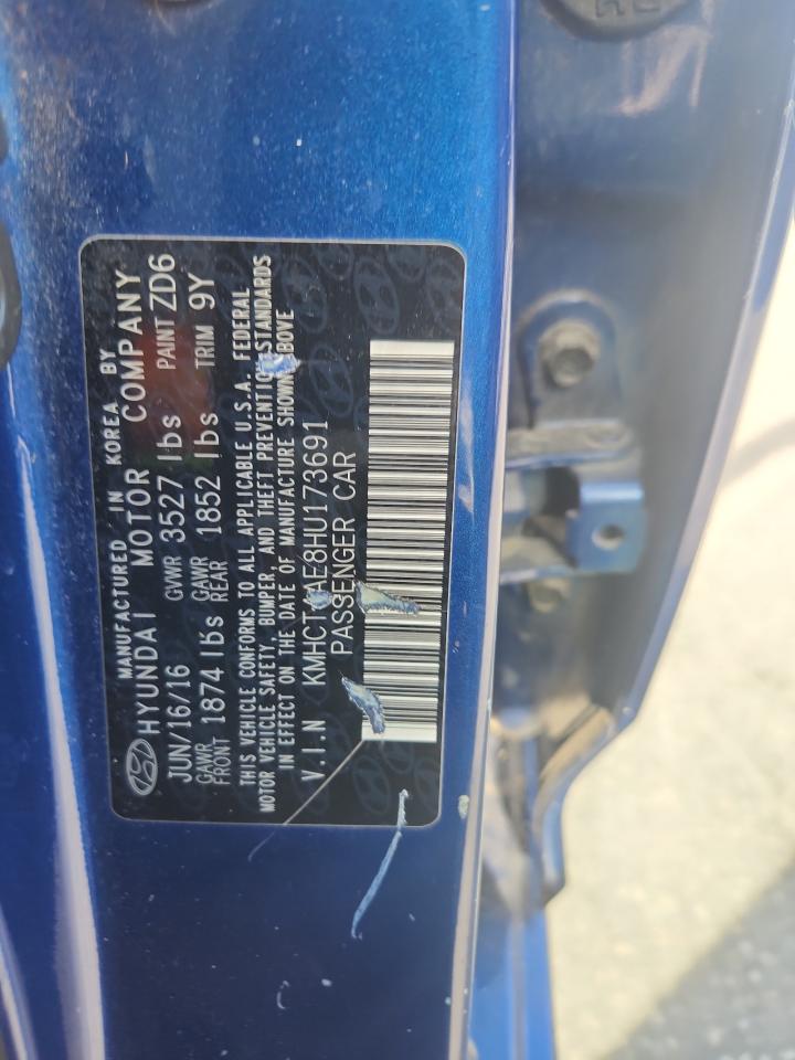 2017 Hyundai Accent Se VIN: KMHCT4AE8HU173691 Lot: 85200475