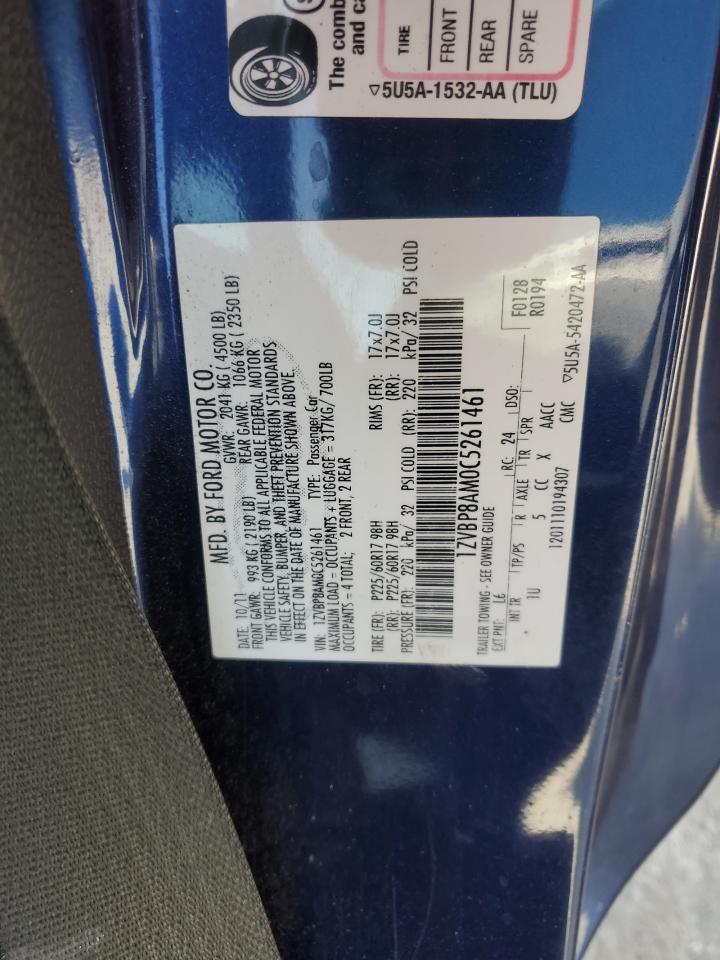 2012 Ford Mustang VIN: 1ZVBP8AM0C5261461 Lot: 84466305