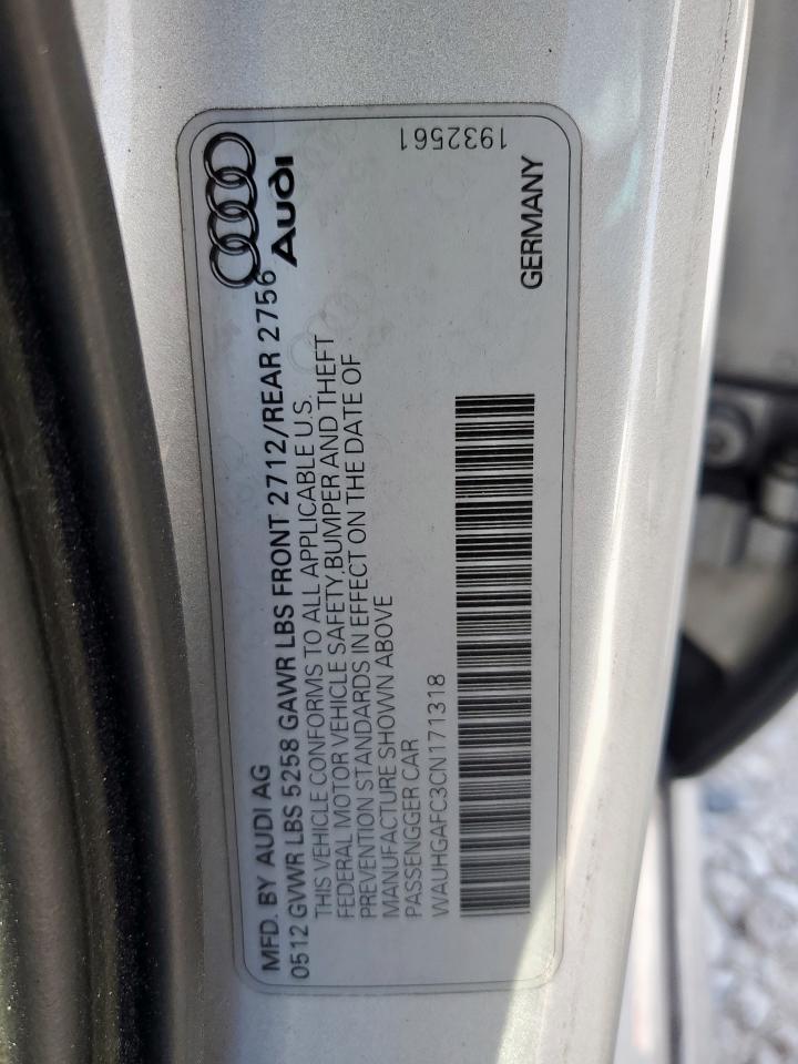 2012 Audi A6 Prestige VIN: WAUHGAFC3CN171318 Lot: 84615075