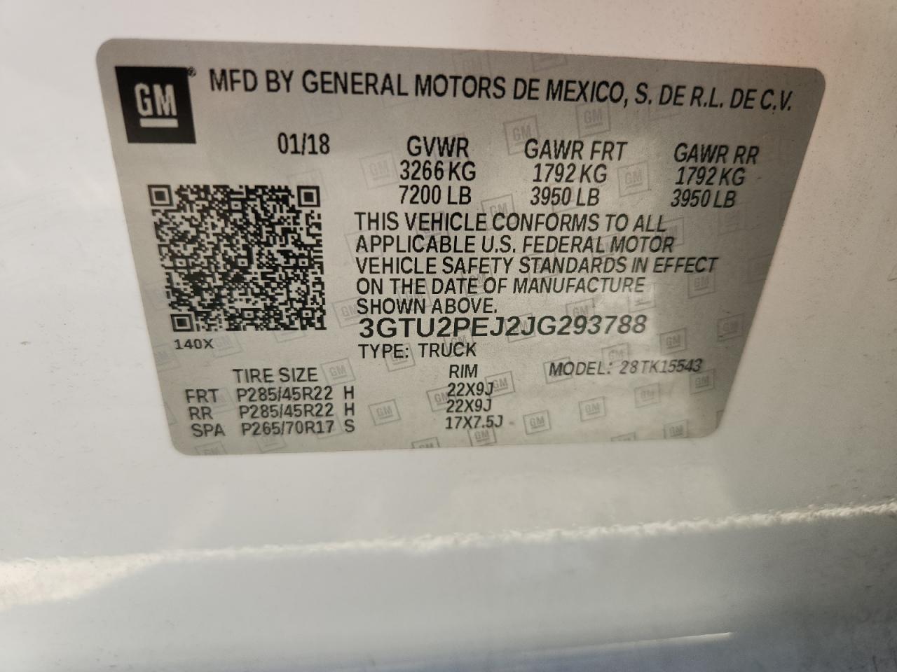 2018 GMC Sierra K1500 Denali VIN: 3GTU2PEJ2JG293788 Lot: 85859315