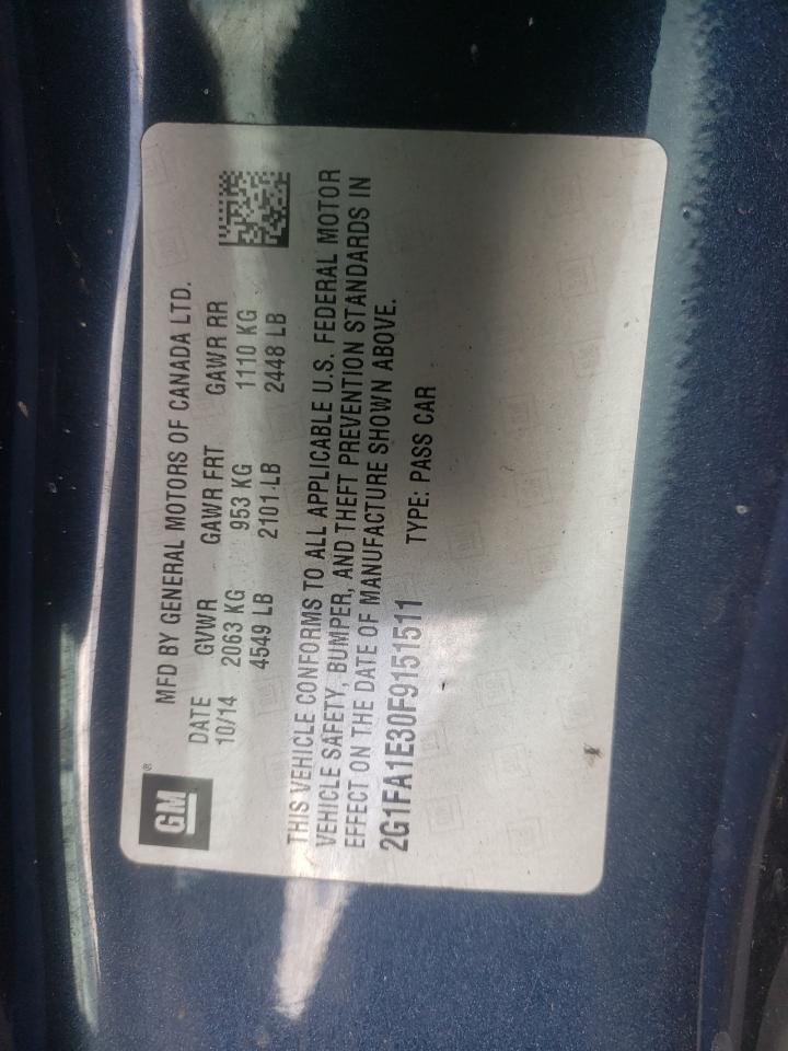 2015 Chevrolet Camaro Ls VIN: 2G1FA1E30F9151511 Lot: 85155395