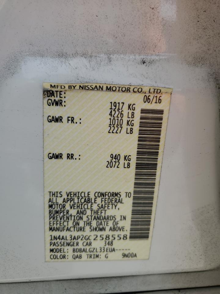 2016 Nissan Altima 2.5 VIN: 1N4AL3AP2GC258558 Lot: 85886175