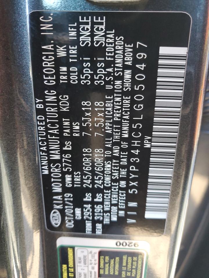 2020 Kia Telluride Ex VIN: 5XYP34HC5LG050497 Lot: 86262105