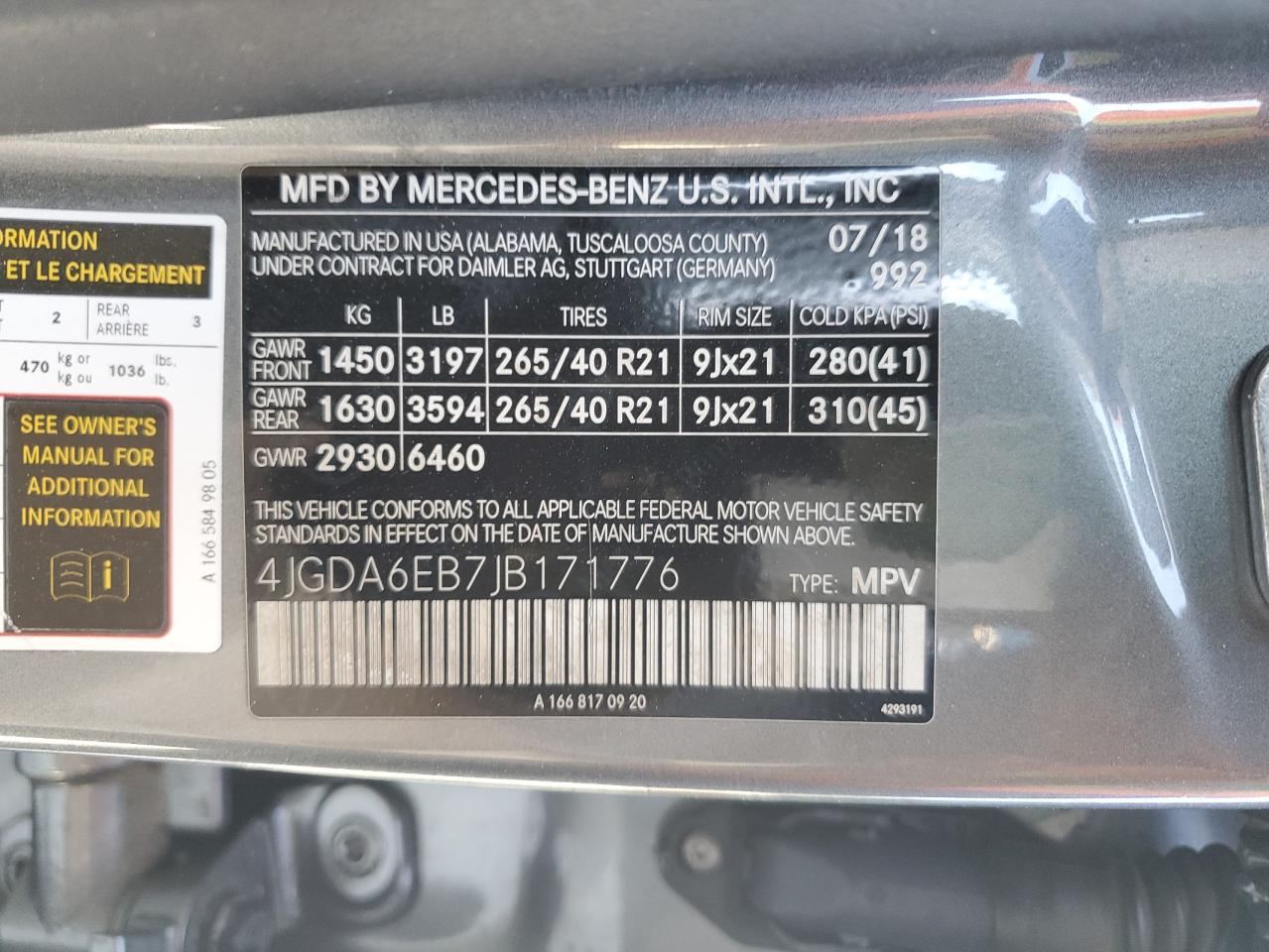 2018 Mercedes-Benz Gle 43 Amg VIN: 4JGDA6EB7JB171776 Lot: 89657755