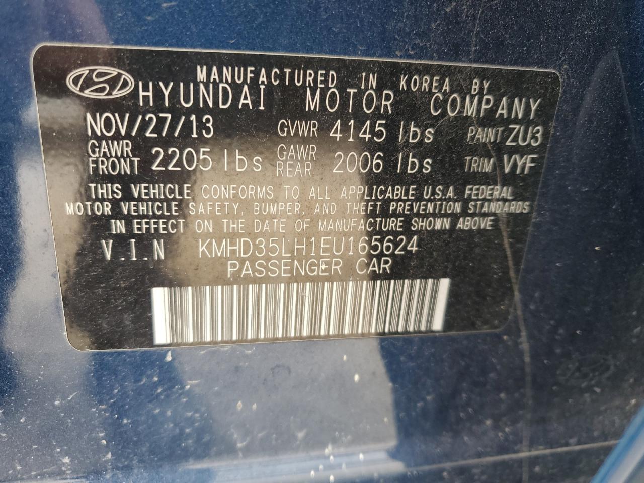 2014 Hyundai Elantra Gt VIN: KMHD35LH1EU165624 Lot: 85525465