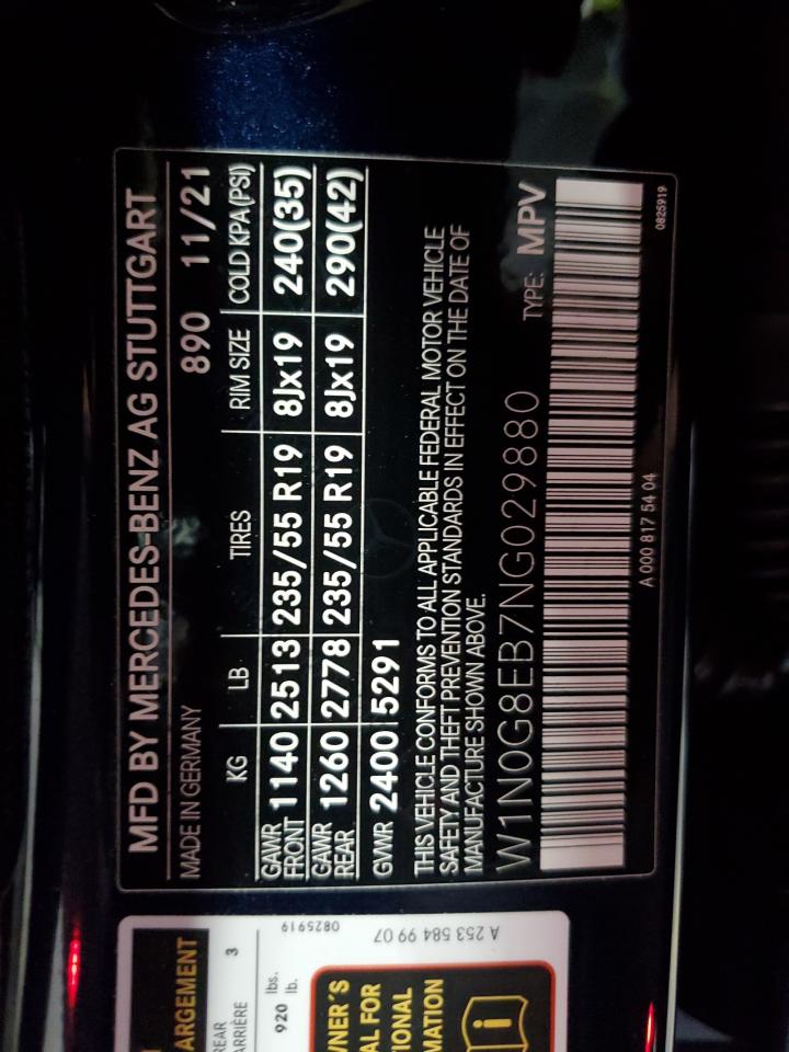 2022 Mercedes-Benz Glc 300 4Matic VIN: W1N0G8EB7NG029880 Lot: 90306155