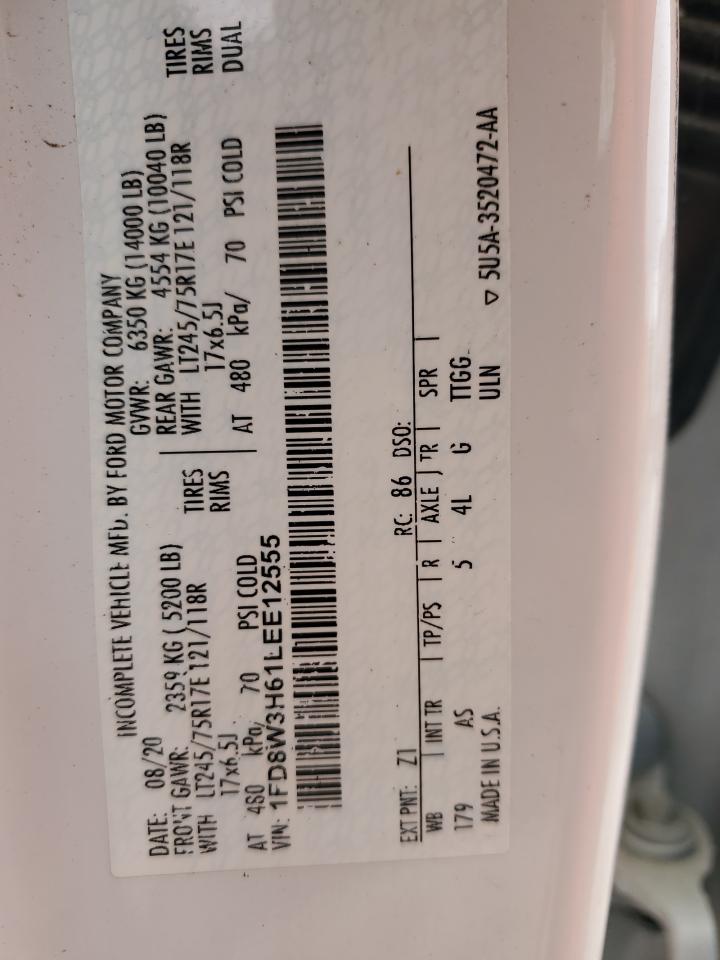 2020 Ford F350 Super Duty VIN: 1FD8W3H61LEE12555 Lot: 85288145