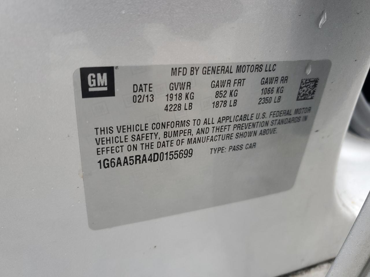 2013 Cadillac Ats VIN: 1G6AA5RA4D0155699 Lot: 82759005