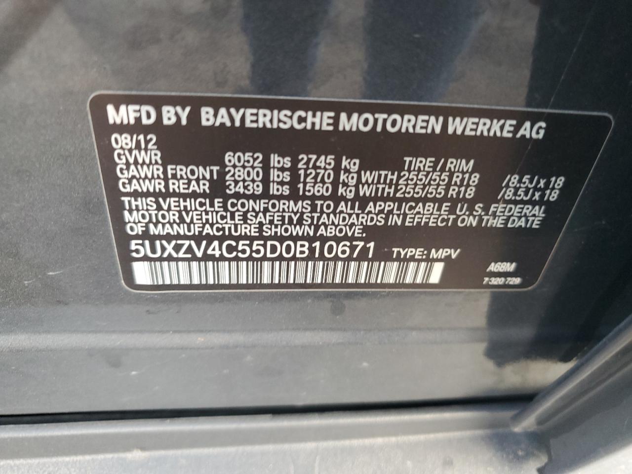 2013 BMW X5 xDrive35I VIN: 5UXZV4C55D0B10671 Lot: 82468525