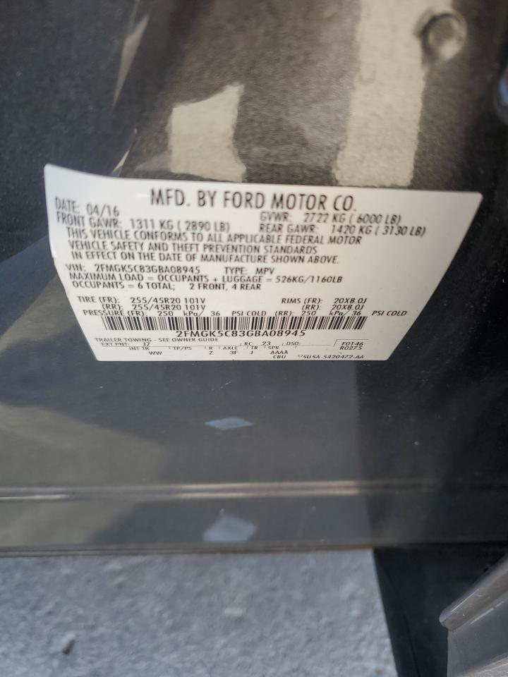 2016 Ford Flex Sel VIN: 2FMGK5C83GBA08945 Lot: 81882385