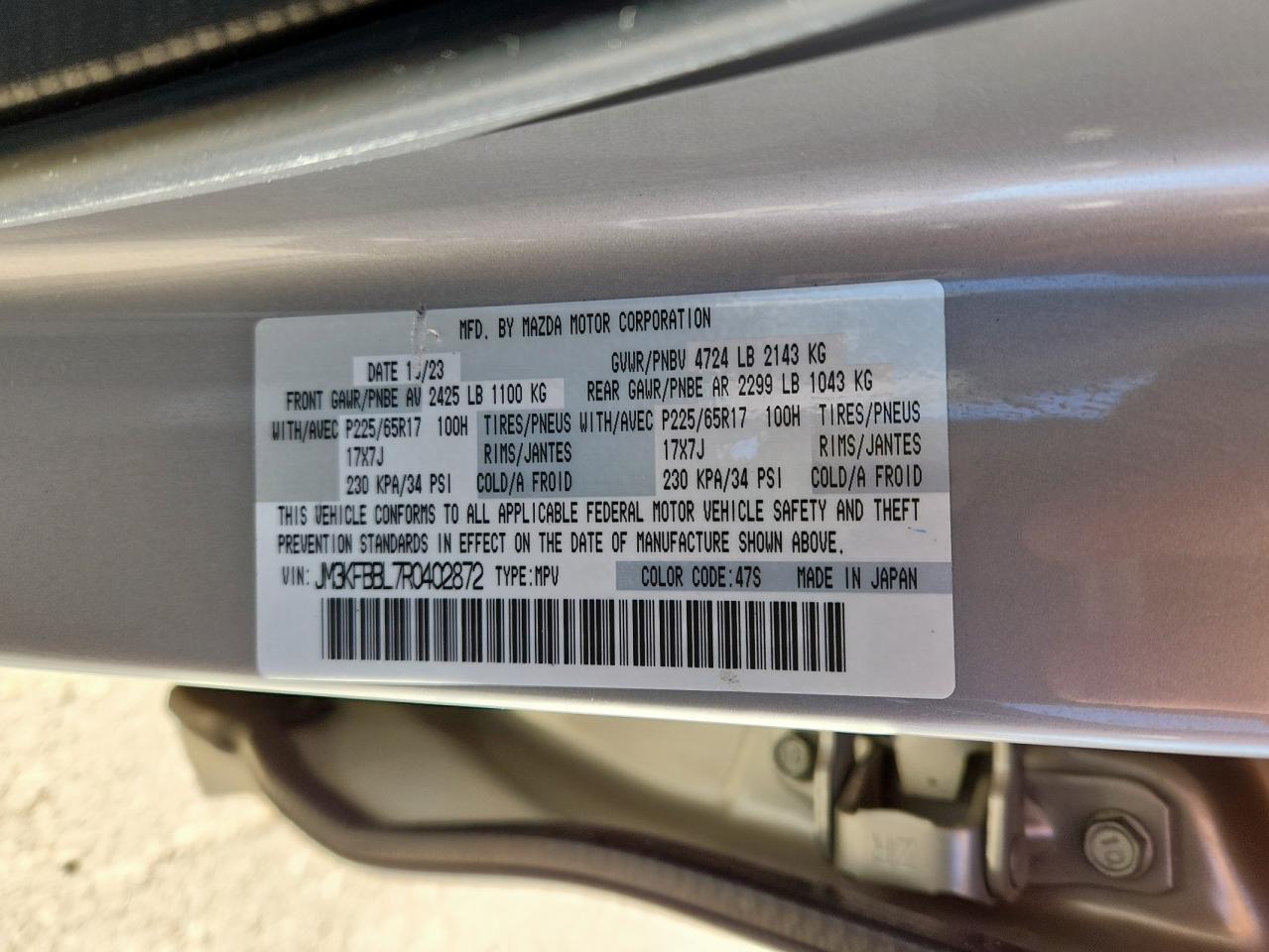 2024 Mazda Cx-5 Select VIN: JM3KFBBL7R0402872 Lot: 90331615