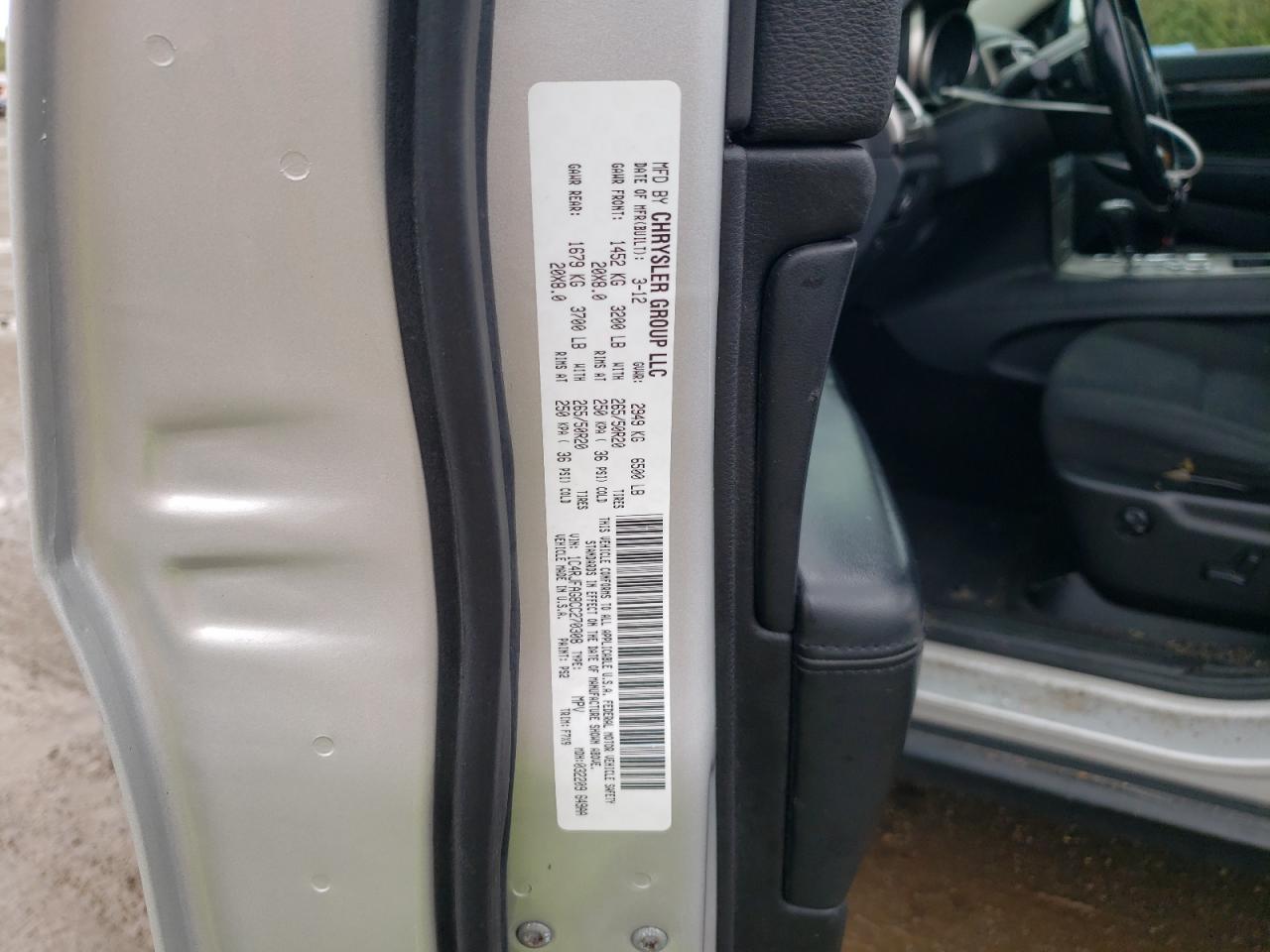 2012 Jeep Grand Cherokee Laredo VIN: 1C4RJFAG8CC270308 Lot: 85088185