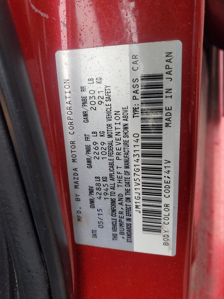 2016 Mazda 6 Touring VIN: JM1GJ1V57G1431140 Lot: 90287325