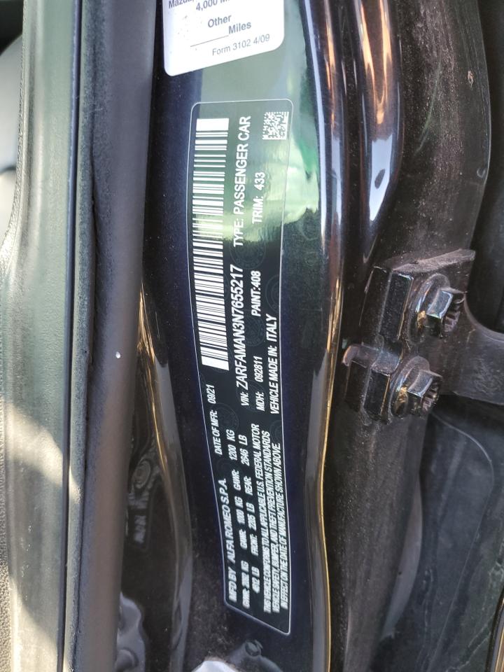 2022 Alfa Romeo Giulia VIN: ZARFAMAN3N7655217 Lot: 82462415